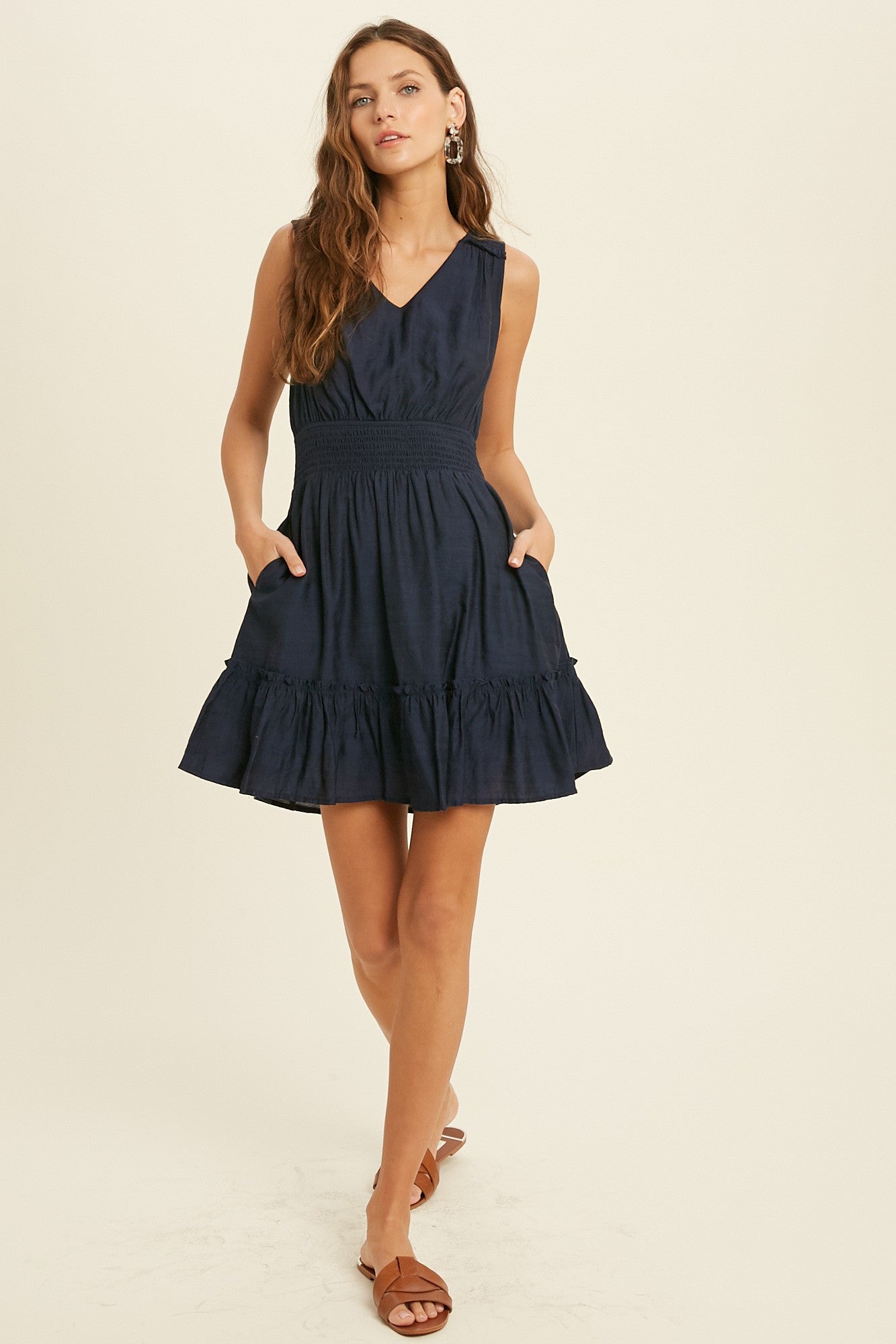 Smocked Detail Mini Dress