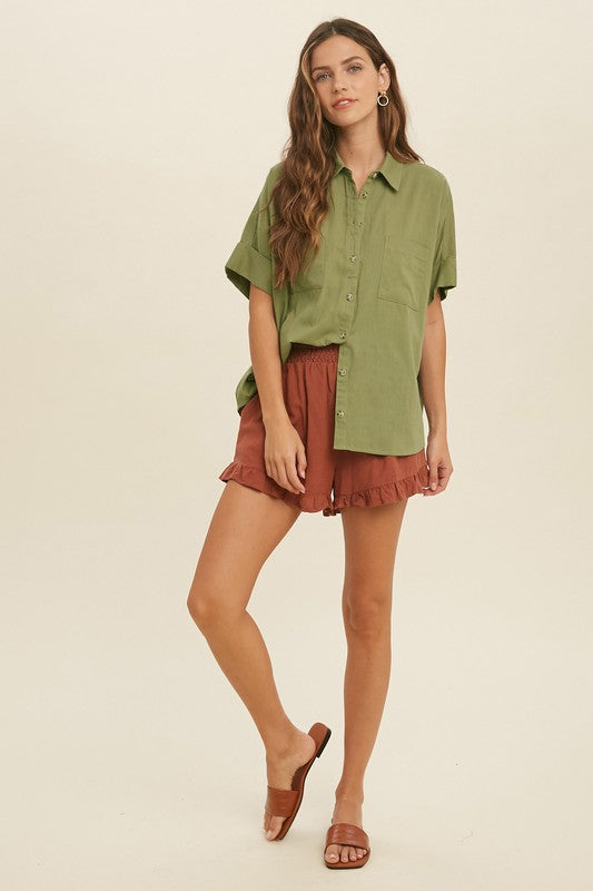 Oversized Button-Up Cotton Top