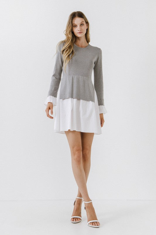 Poplin Combo Knit Dress