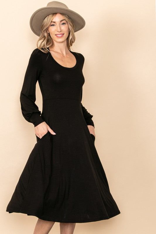 Bishop Sleeved Soft Touch Modal Midi Dress
