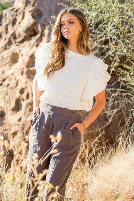 Ruffle Puff Sleeve Top