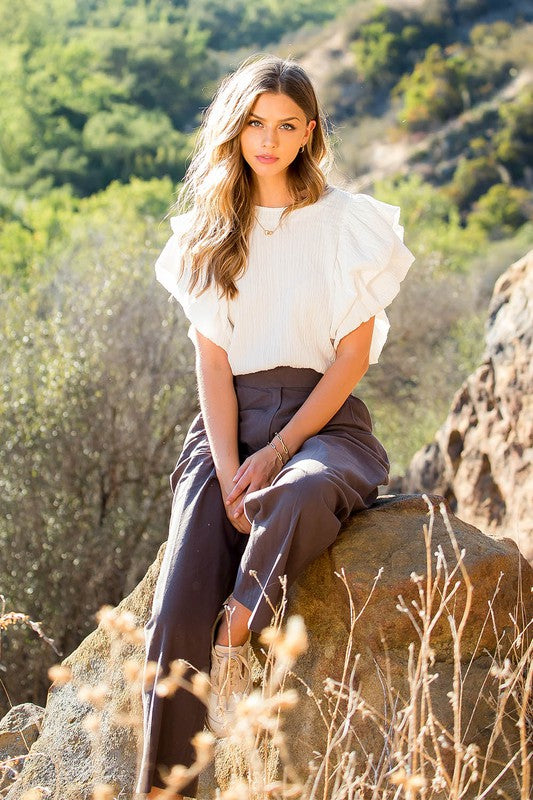 Ruffle Puff Sleeve Top