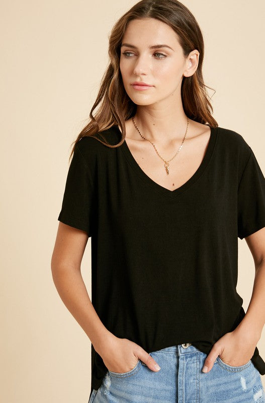 Super Soft V-Neck Basic Knit Top