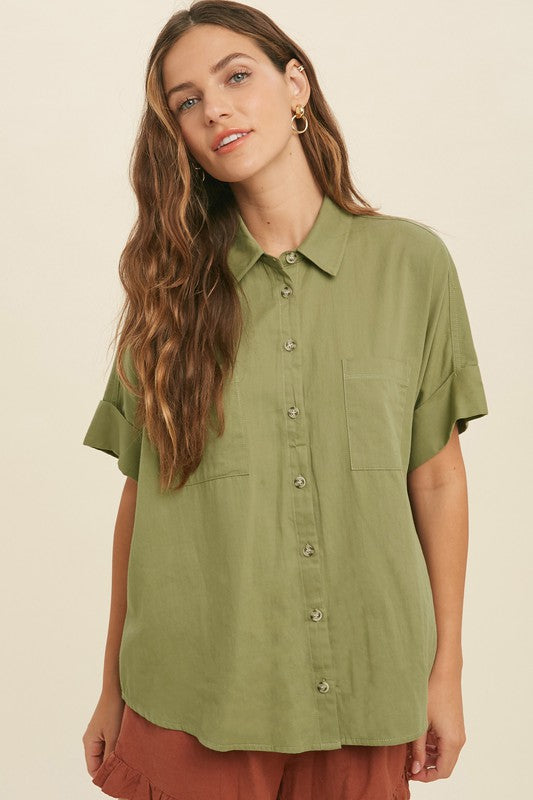 Oversized Button-Up Cotton Top