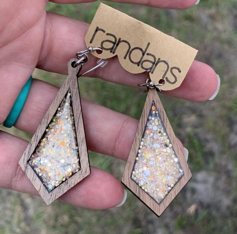 Diamond Wood Glitter Dangles