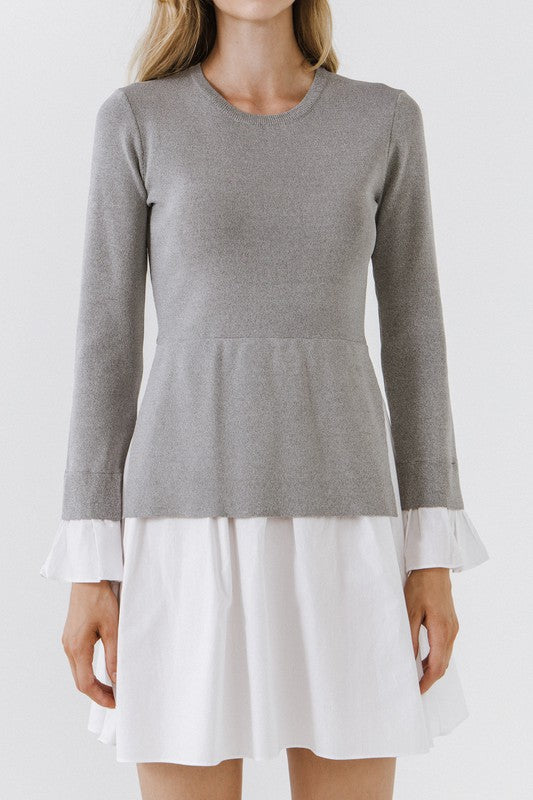 Poplin Combo Knit Dress