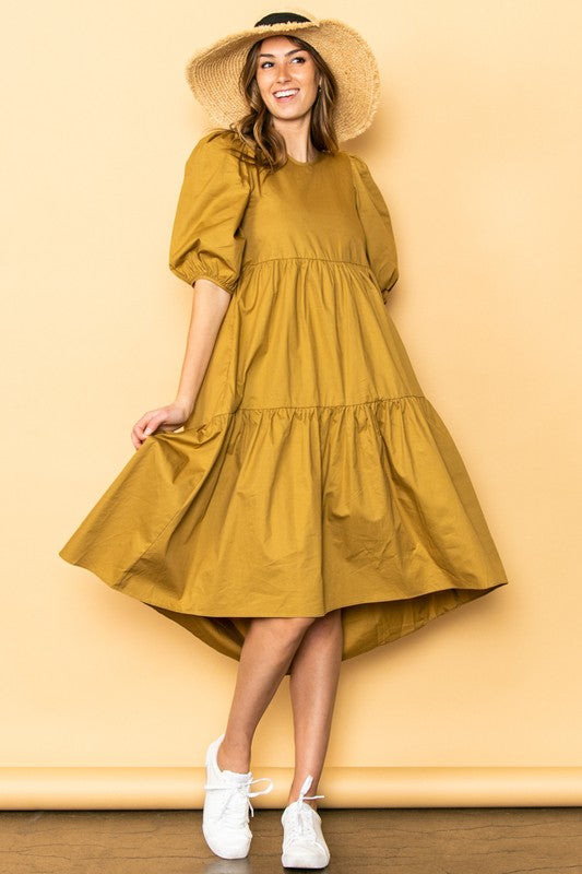 Poplin Tiered Midi Dress