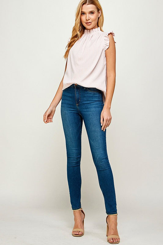 Ruffled Neckline and Sleeve Top