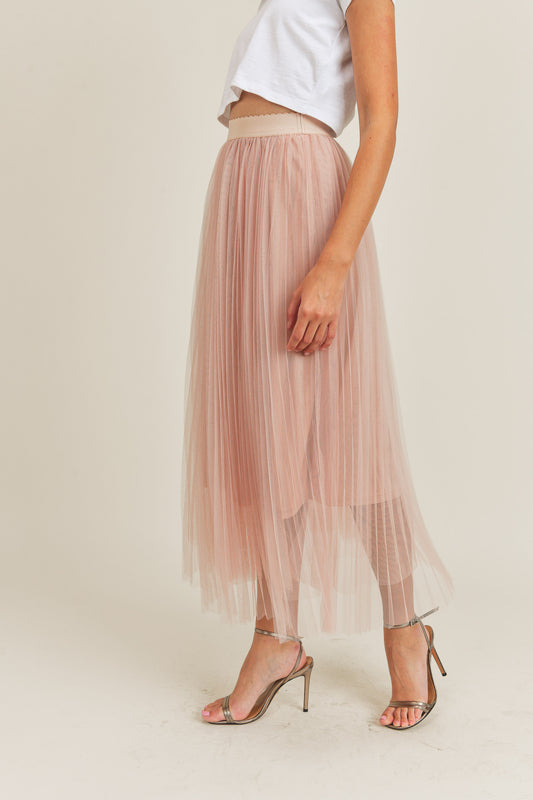 Mesh A-Line Tulle Midi Skirt