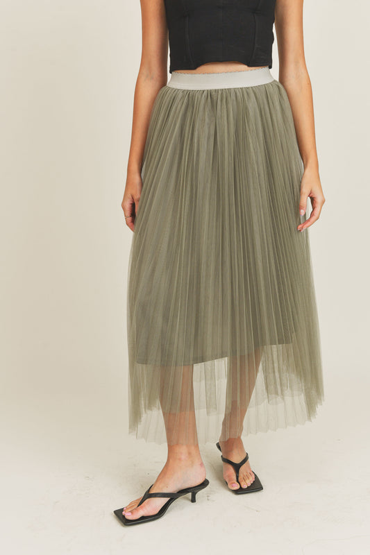 Mesh A-Line Tulle Midi Skirt